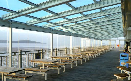 Airclos T6000 Retractable Roof and A32 Sliding Glass Wall. Grand Pier Bristol