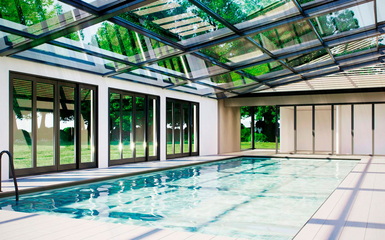 Piscina coperta per un grande hotel in stile vittoriano - Airclos